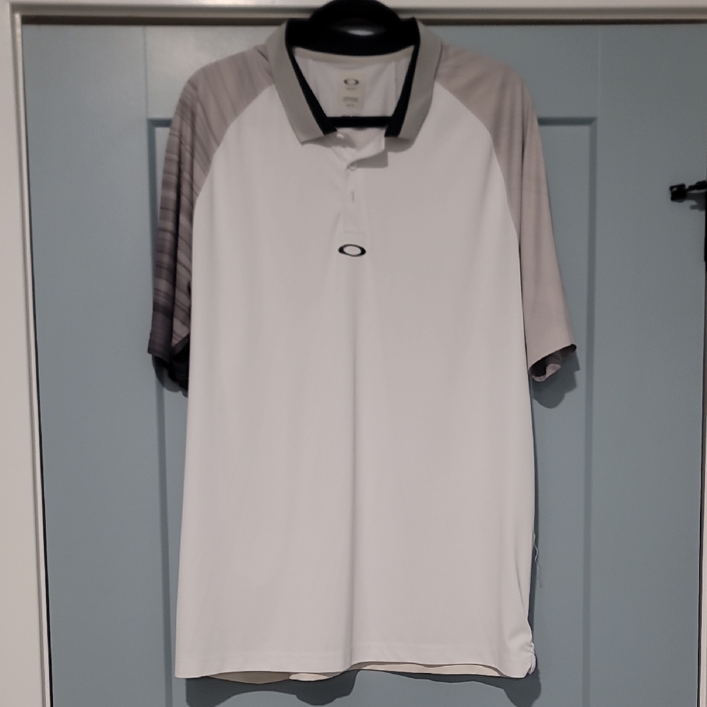 Oakley White and Gray Men's Polo Shirt